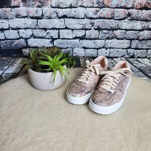 Cole Hann Rose Gold Faux Snake Skin Sneakers